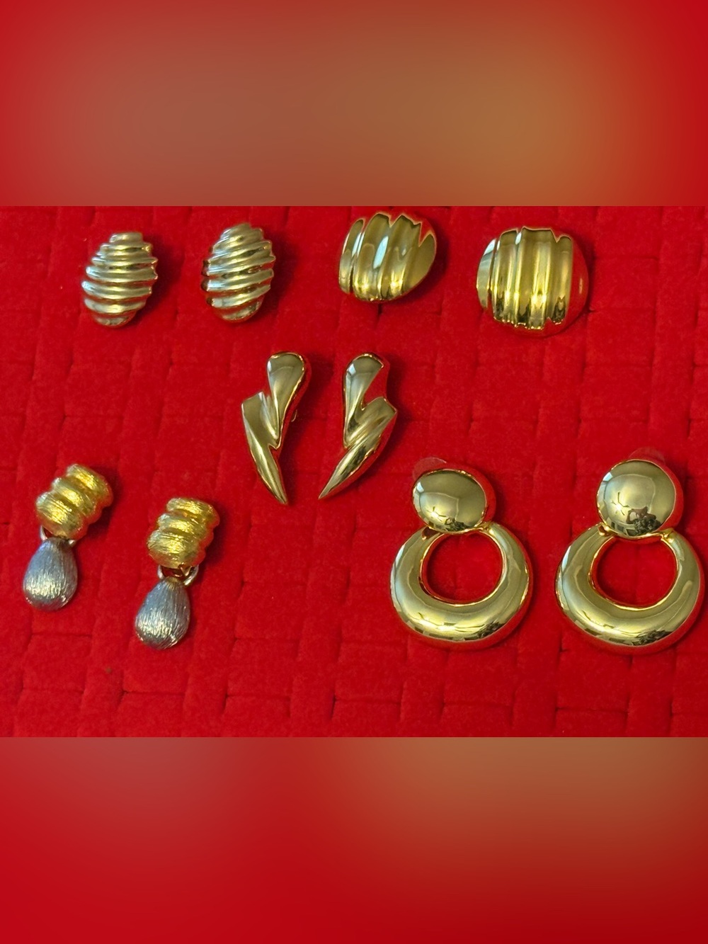 Vintage Gold-Tone Women’s Statement Earrings Lot – Classic Sculpted Styles